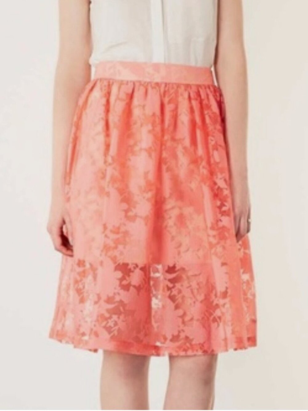 Topshop Peach Floral Burnout Skirt